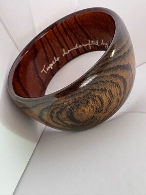 Vintage Bangle Bracelet Wooden by HUPPKE size S 7”